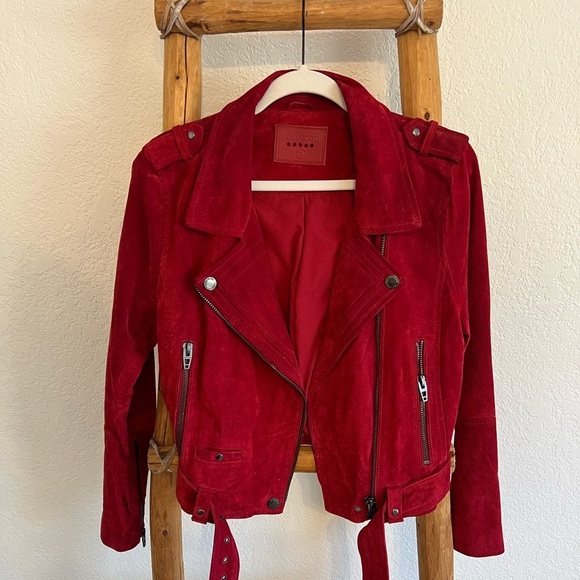 Blank NYC Jackets & Coats Blank Nyc Red Suede Moto Jacket Poshmark